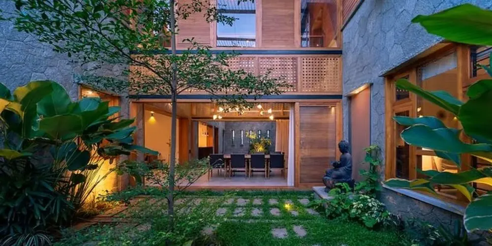 This serene eco-home design brings nature indoors, offering sustainable comfort, natural light, and timeless modern living.